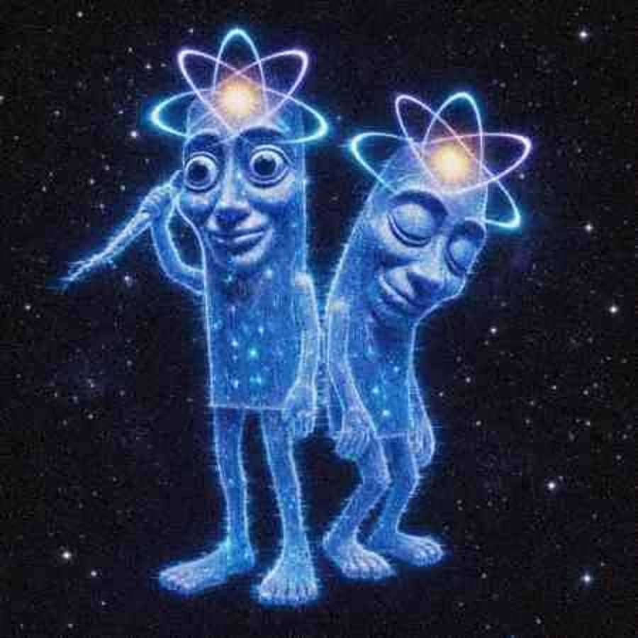 Two ghost copies of him, one awake and one asleep